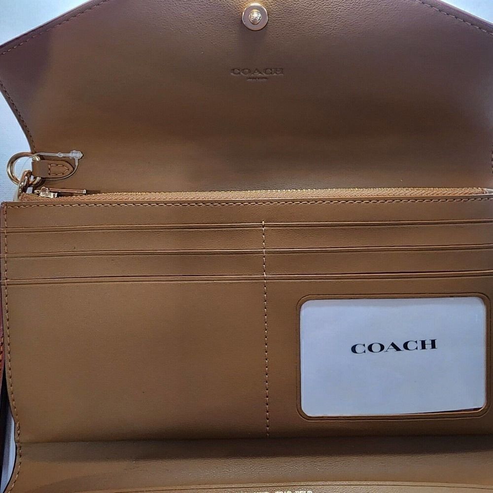 NWT Coach CH524 Signature Canvas Strawberry Travel Envelope Wallet Khaki Multi - Picture 3 of 4